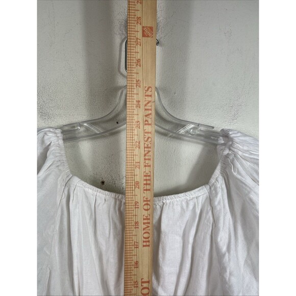 Abercrombie & Fitch Puff Sleeve Babydoll Top Blouse White Size XL Linen Viscose - Picture 5 of 7
